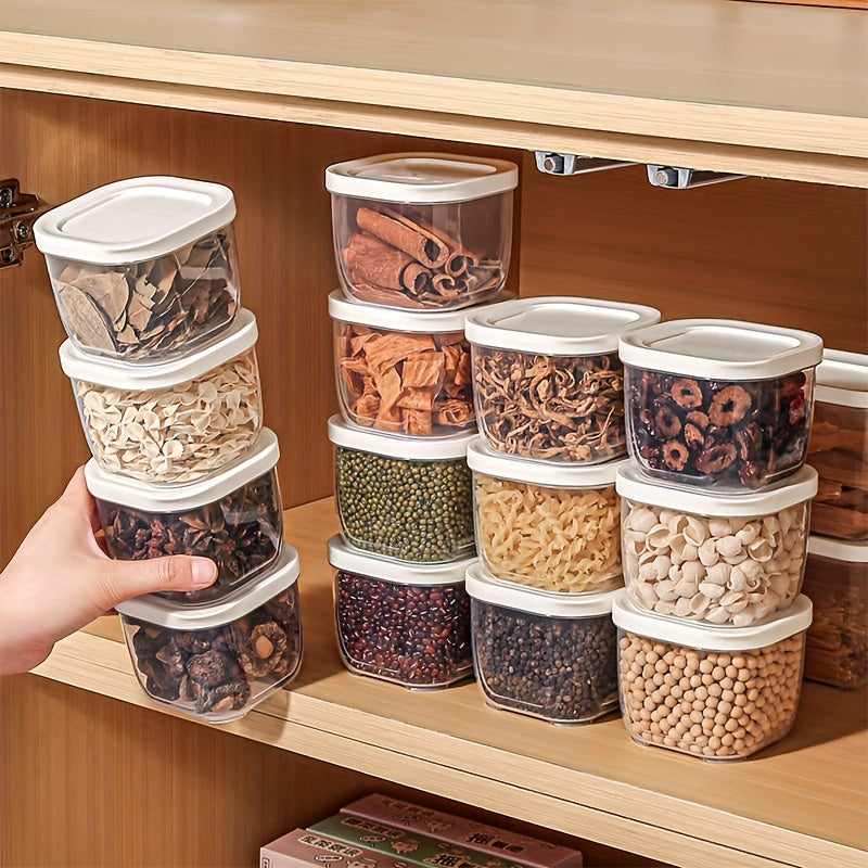 8pcs Stackable Sealed Spice Container Set with Lids - PP Material, Food-Safe Storage Boxes, Removable Spice Jars, Suitable for Spices, Herbs, Condiments, Multi-purpose, Perfect Choice For Home Kitchen And Outdoor Camping