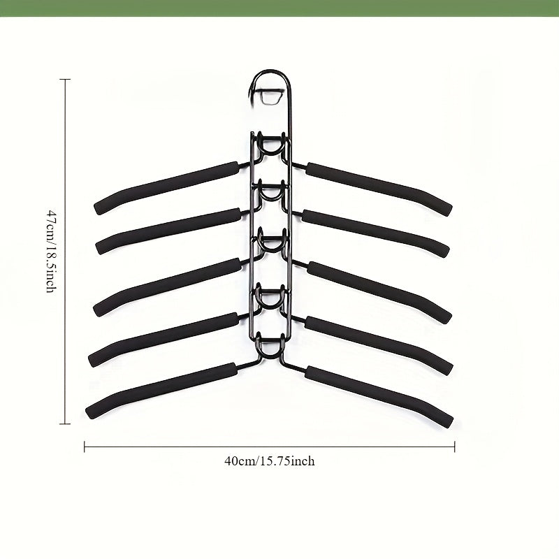 5-Pack Heavy-Duty Space-Saving Hangers - 5-in-1 Multi-Layer Metal with Foam Padding, Polished Finish, Ideal for Coats, Sweaters, Suits, and T-Shirts, Hangers for Clothes