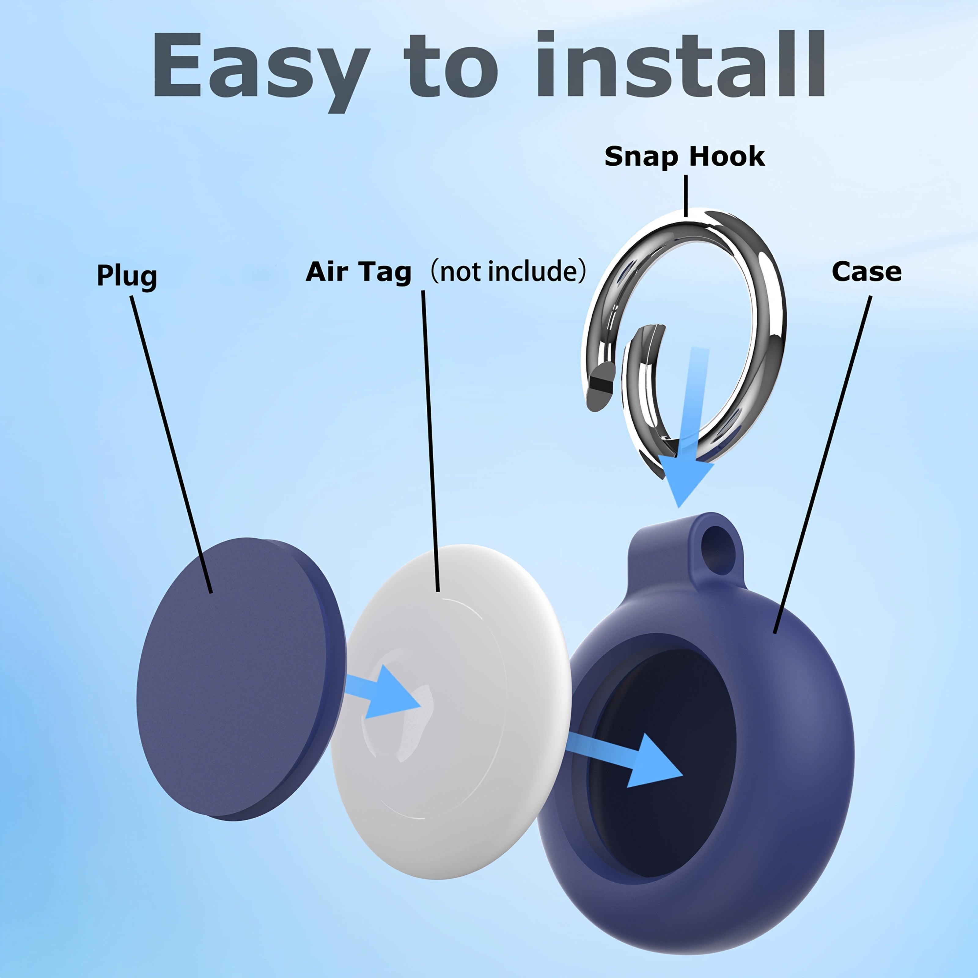 4pcs Silicone Keychain Holders for Apple AirTag, Durable &amp; Waterproof - Perfect for Protecting Valuables like Keys, Luggage, Cameras, and More - Available in Black, Gray, White, Blue, Purple, Red, Pink, Green, and Light Blue,