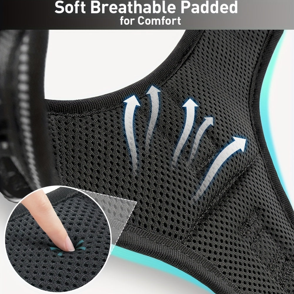 Harnais pour chien réfléchissant, sans étranglement. Avec clips avant/arrière, poignée de contrôle pour entraînement et promenades, rembourré et confortable.