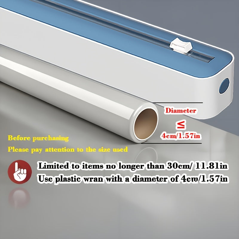 Dual-Action Fresh Wrap Dispenser &amp; Cutter – Multi-Purpose Kitchen Sealer for Plastic, Tin Foil, Baking Paper &amp; Wax Sheets – Reusable Packaging Machine with Orange Accents – Sleek White &amp; Black Design, Kitchen Packaging