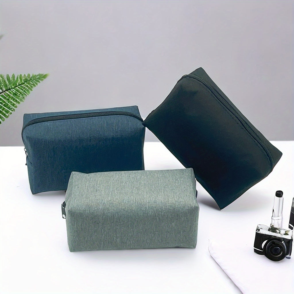 Trousse portable en tissu Oxford cationique – mini sac cosmétique, rangement pratique pour câbles, écouteurs, cosmétiques et petits objets.