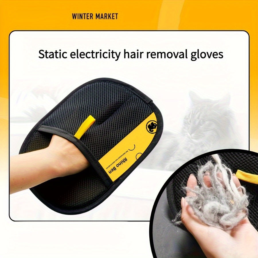 Gants de toilettage anti-statique pour animaux (1/2/3 pièces). Gants en polypropylène noir, efficaces pour éliminer les poils de chats et chiens. Accessoire tendance et durable.