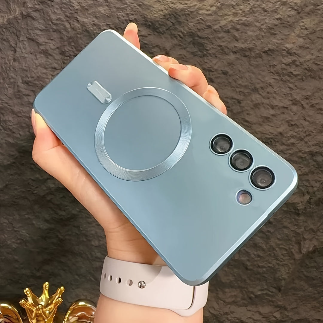 Coque transparente plaquée compatible charge magnétique sans fil, antichoc, pour Samsung Galaxy S20 à S23, offrant protection et style épuré.