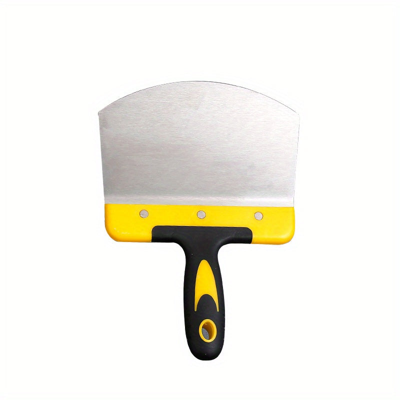 Truelle incurvée en acier inoxydable Outil épais en forme d’éventail pour plâtriers, ouvriers pétroliers, gratter cendres ou appliquer plâtre avec précision.