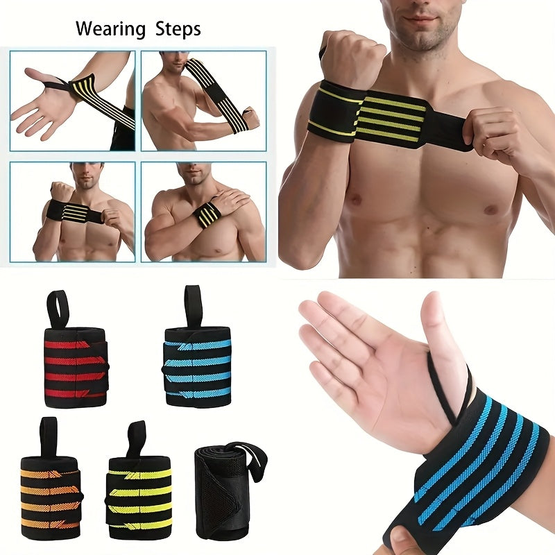 Lot de 2 sangles de poignet réglables en polyester épais avec boucle pouce, pour musculation et entraînement, unisexes, soutien robuste.