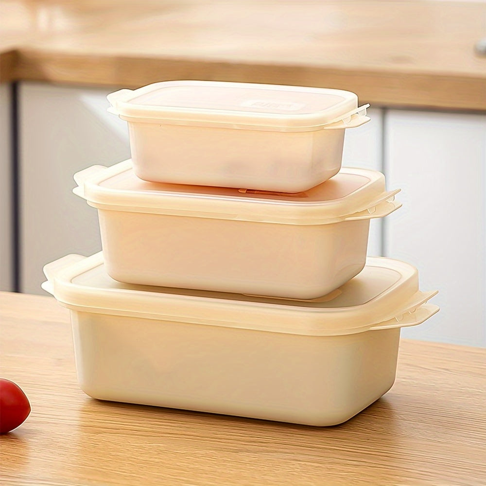 3psc Thickened Transparent Sealed Fresh-Keeping Box Rectangular Freezer Storage Container Plastic Microwave Food Grade Storage Box