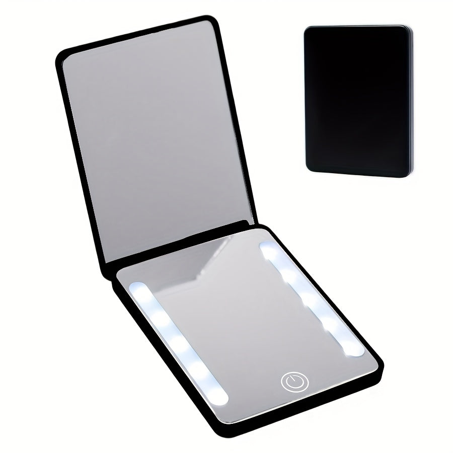 Mini Ultra-Thin LED Pocket Mirror with 2X Magnification &amp; 3-Color (/Daylight/Warm Glow) - Portable Makeup Mirror for Women &amp;, Smart Dimmer Control, Compact Gift for On-the-Go Beauty