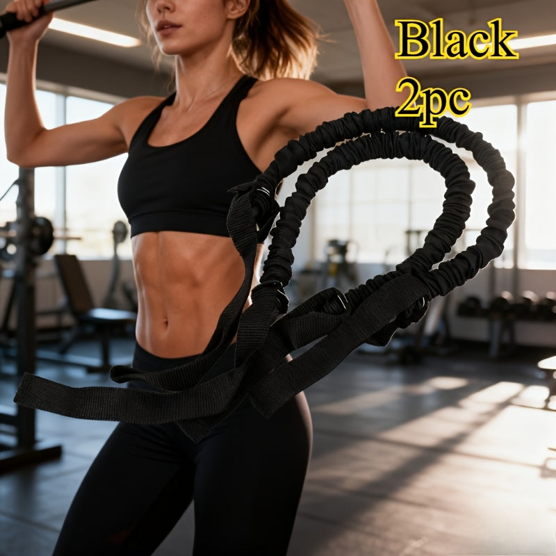 2pcs Black Core Strength Training Equipment - Rebound Ab Wheel with Adjustable Resistance Bands, for Beginners & Advanced Fitness, Core Stability, Muscle Toning