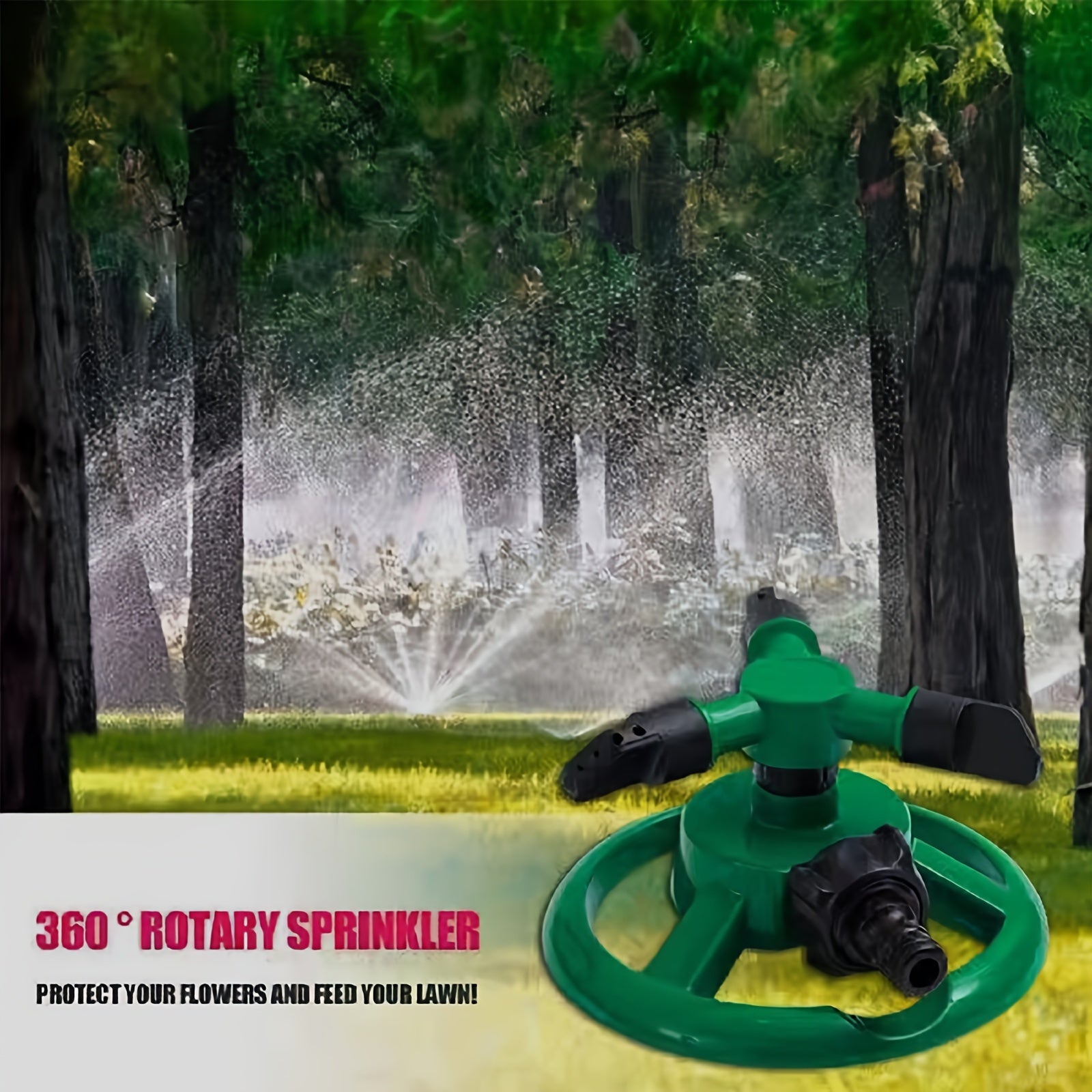 360-Degree Rotating Lawn Sprinkler Head - Multi-Functional Garden Irrigation Tool for Efficient Outdoor Watering, Adjustable Flow, Green Plastic Design, 360° Coverage for Lawns &amp; Gardens, Outdoor Sprinkler | Rotating Sprinkle