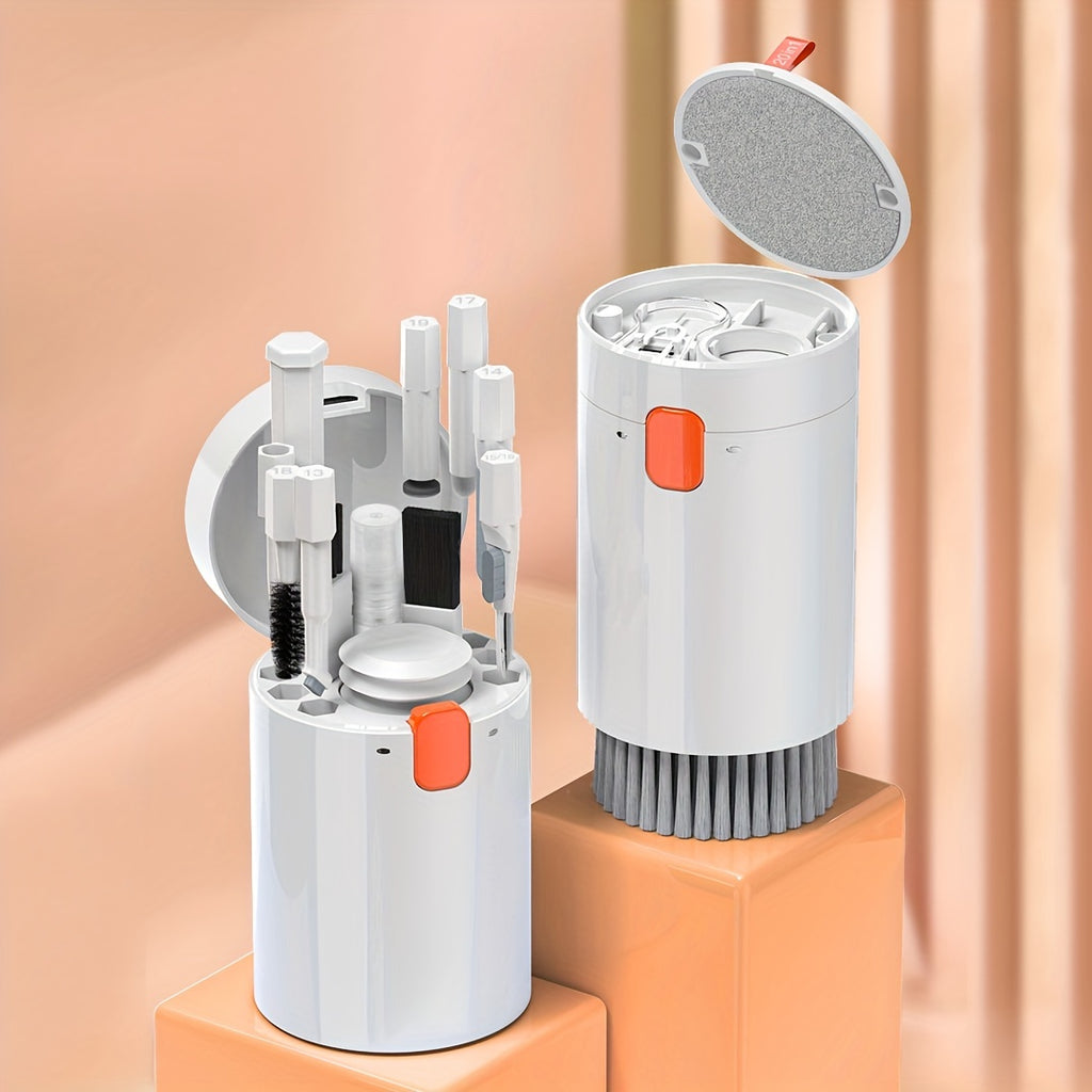 Kit de nettoyage 20-en-1 pour clavier, PC, téléphone, casque et appareil photo, incluant pinceaux et stylet, idéal pour entretien précis et complet.