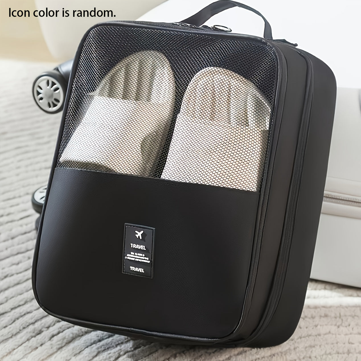 Travel Shoe Storage Bag - Hanging Organizer, Large Capacity, Multi-Functional, Machine Washable, Space-Saving Luggage, Durable Polyester with Multiple Compartments for Shoes and Accessories, Suitable for All Seasons (Spring,