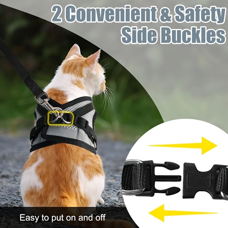 -Escape Pet Harness & Leash System with Vest - Heavy-Duty, No-Choke Design, -Pull Dog & Cat Harness, Escape-Proof Leash, Machine Washable for Large/Small Dogs & Cats - Walking, Training, Use - Compatible with Harnesses & Coll