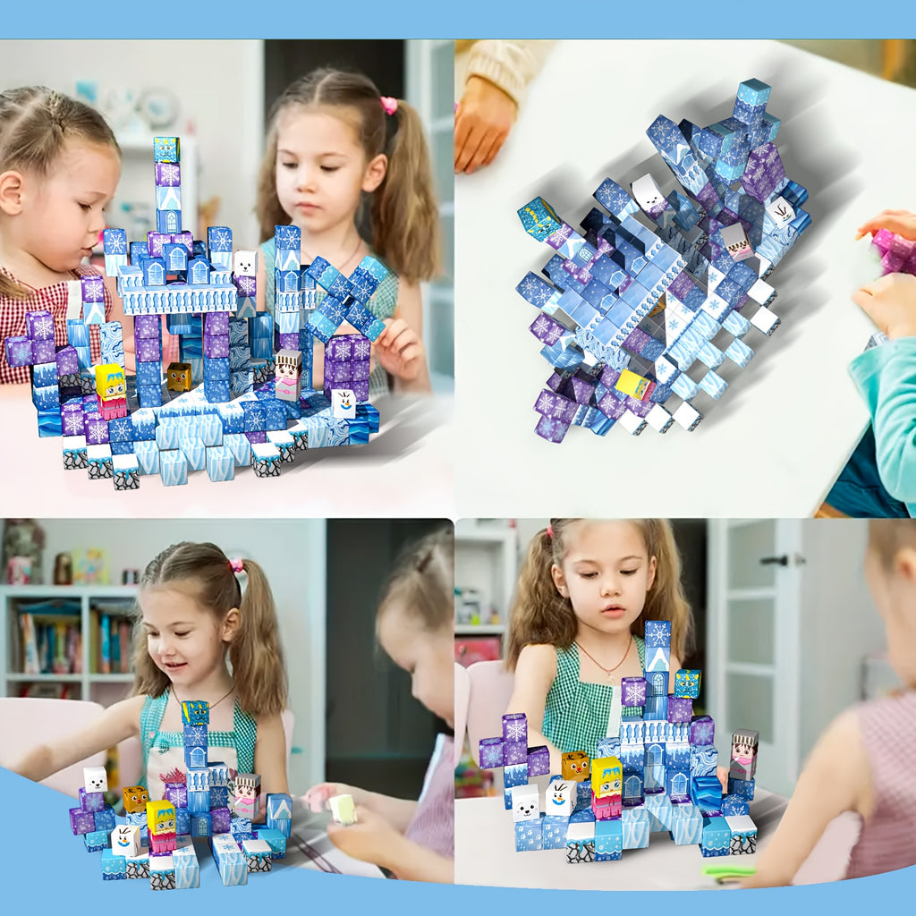 Blocs magnétiques, 48/64/100 pièces, cubes de construction pour enfants 3‑12 ans, stimule créativité et motricité, idéal cadeau ou bas de Noël.