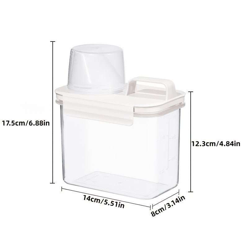 Large Capacity Laundry Detergent Dispenser with One-Touch Lever &amp; Spill-Proof Nozzle - Transparent Sealed Plastic Container, Hygienic Leakproof Lid