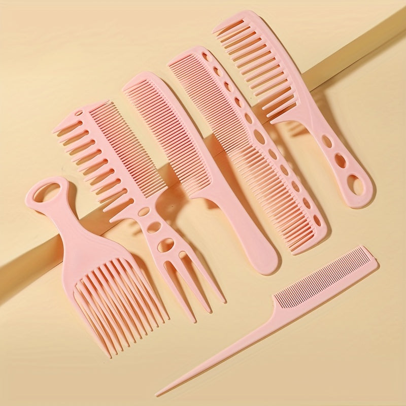 Set de 6 peignes anti-statiques, démêleurs portables, parfaits pour soins capillaires à domicile ou en salon de coiffure.