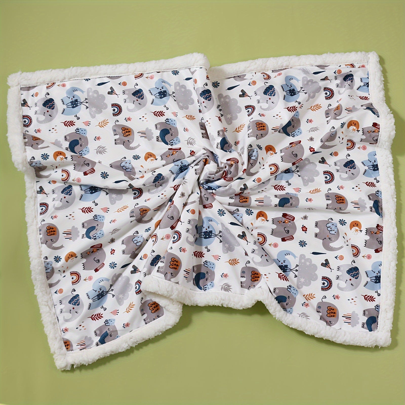 Ultra-Soft Double-Layered Youngsters' Blanket with Cute Animal Prints - Cozy, Machine Washable for Autumn &amp; Winter - Available in Gray, White, Blue, Yellow