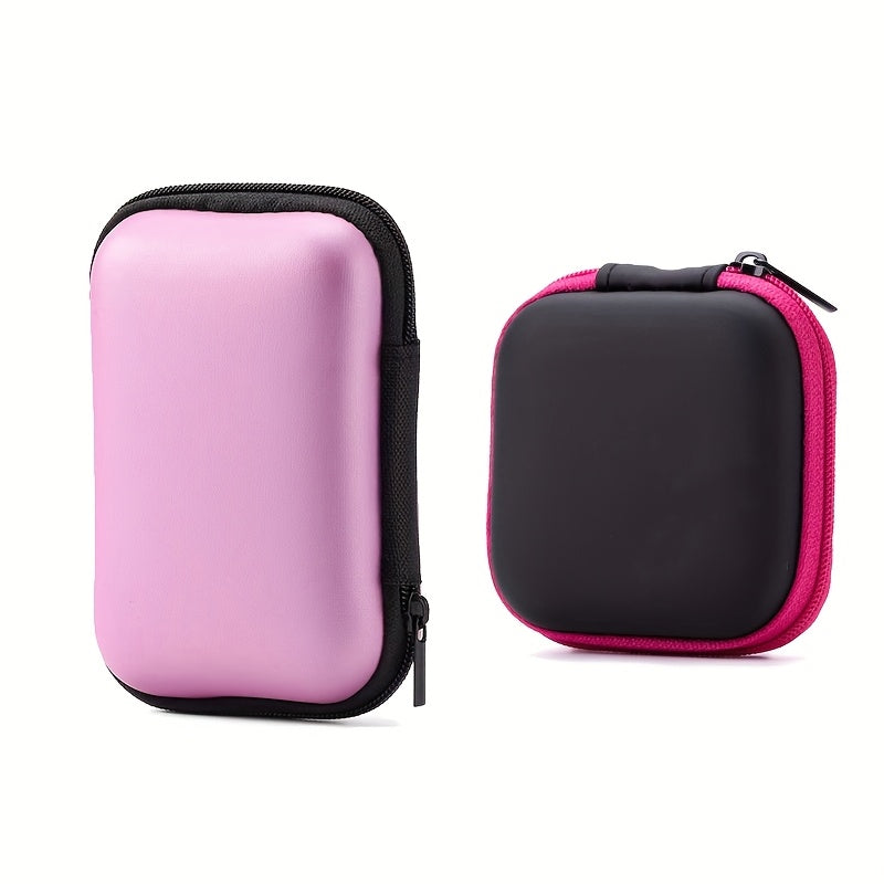 2pcs Multi-Color Zippered Pouches with Organizer Trays - Lightweight, Portable Case for Earphones, Chargers, Data Cables, Keys, Coins &amp; Jewelry - Durable EVA Material, Accessory Storage|Zippered Pouches|Zippered Organizer, Ca