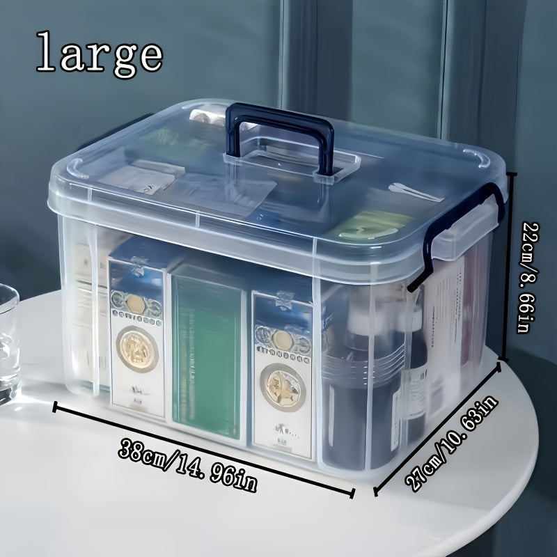 Boîte de rangement multifonctionnelle en plastique avec fermeture à clip, étanche et empilable, idéale pour médicaments, accessoires et organisation domestique.