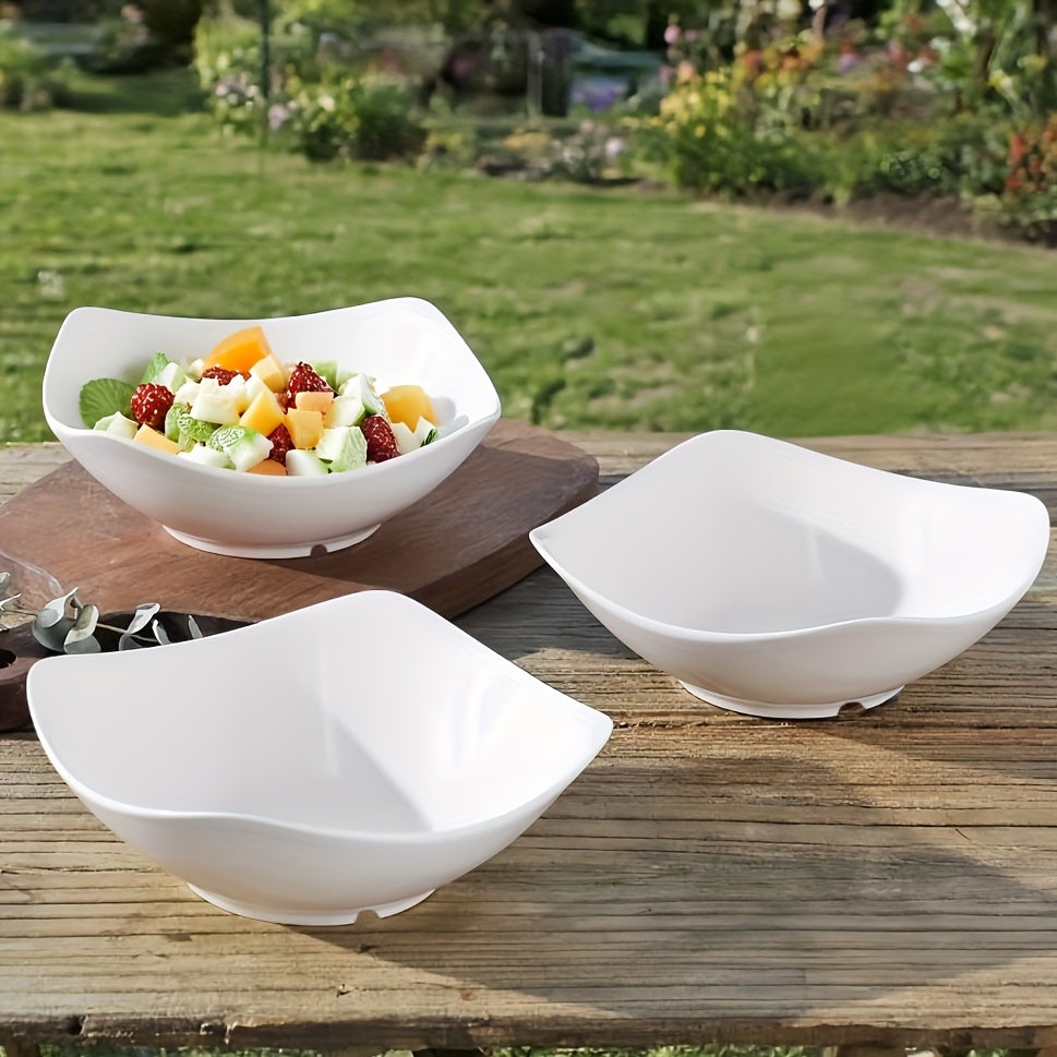 4pcs Set of Large Square Plastic Bowls with High Sides - Stackable and Non-Slip Kitchenware Set, Unique Square Design with Sturdy Corners, Perfect for Serving Salads, Snacks, Soups, or Main Dishes at Home, Restaurants, or Out