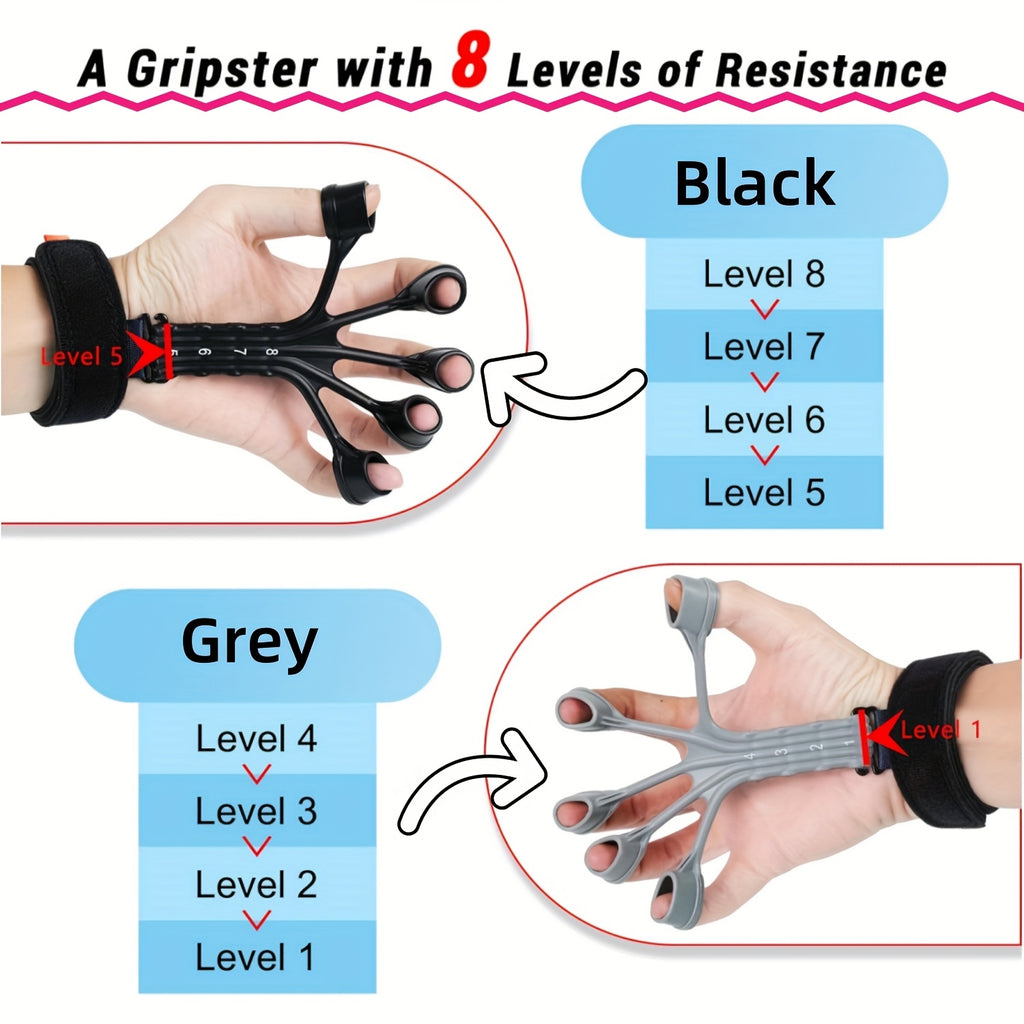 Entraîneur de force en silicone avec exerciteur de doigts, résistance réglable, parfait pour renforcement musculaire, rééducation et usage quotidien.