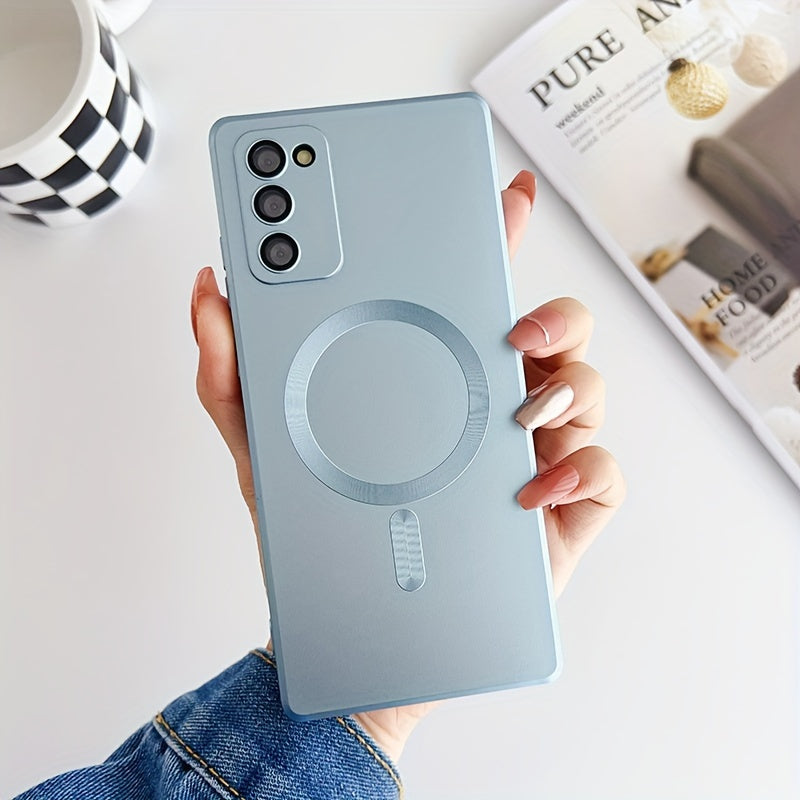 Coque transparente plaquée compatible charge magnétique sans fil, antichoc, pour Samsung Galaxy S20 à S23, offrant protection et style épuré.