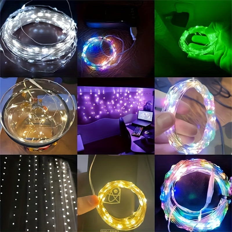 Guirlande lumineuse 50/100 LED, décoration chambre, fêtes, mariage ou Noël/Halloween, légère et durable, idéale ambiance et éclairage décoratif.
