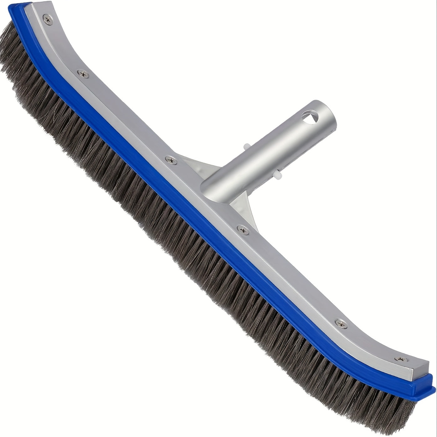 Brosse de 45 cm en aluminium et acier inoxydable, outil polyvalent pour piscine et aquarium, efficace contre algues, tête en fil métallique durable.