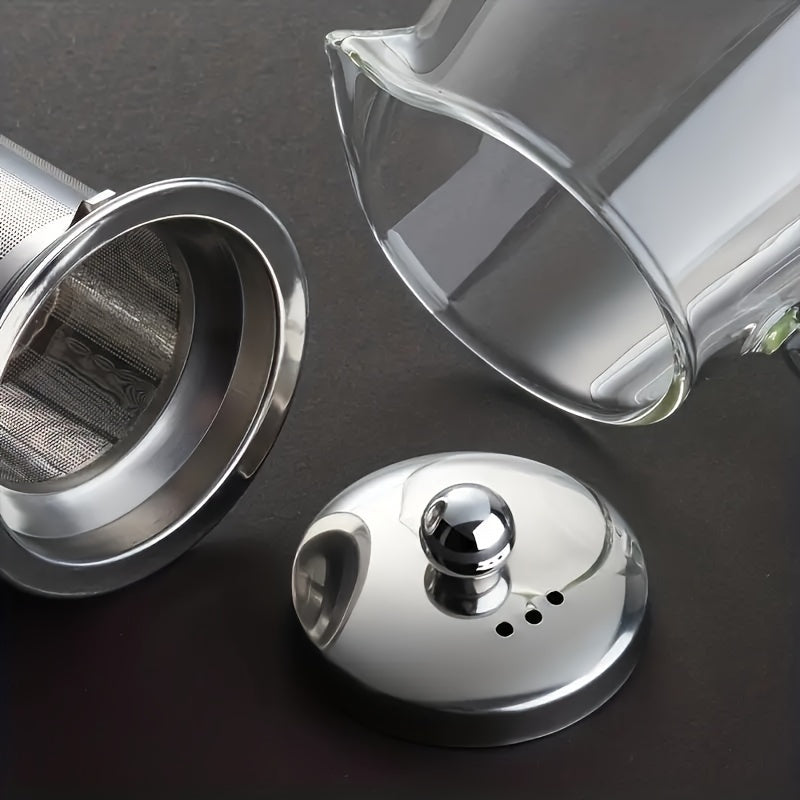 Premium Thick Glass Teapot with Stainless Steel Infuser - Heat-Resistant, Dishwasher Safe for Coffee, Blooming &amp; Loose Leaf Tea
