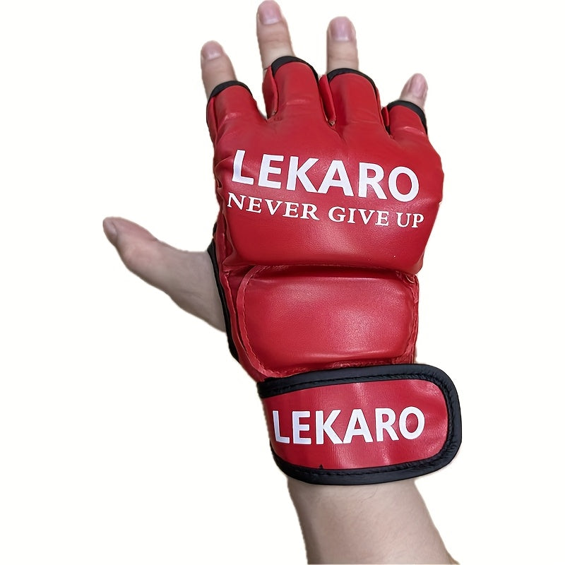 Gants de boxe demi-doigt en PU de haute qualité, idéaux pour adultes, offrant confort et protection, parfaits comme cadeau pour passionnés de boxe.