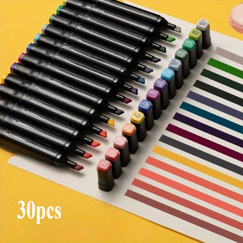 30pcs art grade oily double headed marker suit is a must for painting lovers. Cartoon sketch is super awesome! Halloween, Christmas, birthday gifts, professional artistic purposes