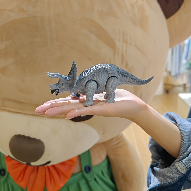 Dinosaure réaliste 4‑en‑1 et arbre 2‑en‑1, mâchoires et yeux mobiles, plastique durable, jouet interactif.