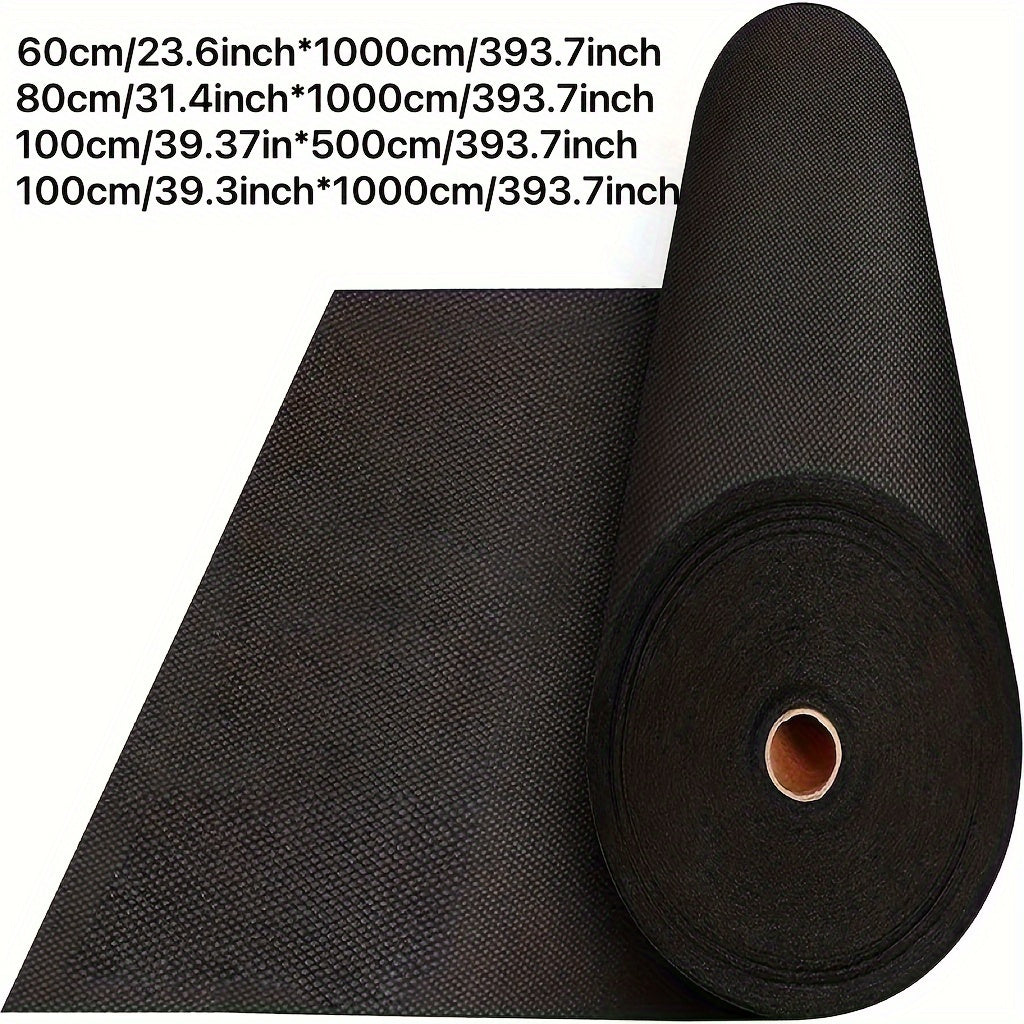 1 Roll Heavy Duty Black PP Non-Woven Landscape Fabric Weed Barrier with Green Stitched Edges - Durable Garden, Vegetable Patch &amp; Flower Bed Weed Control, Light-Blocking &amp; Water Permeable Fabric for Healthy Plant Growth, Veget