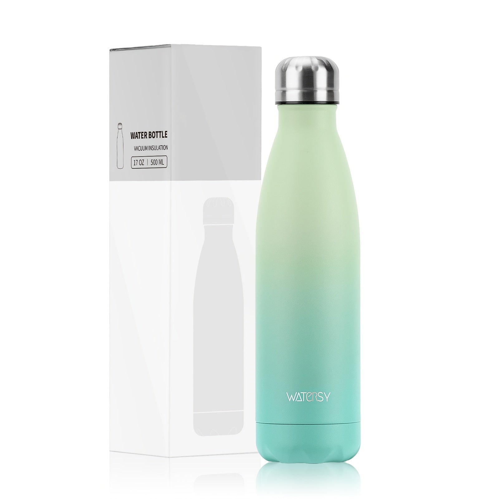 1pcs WATERSY Stainless Steel Water Bottle, 24 Hours Cold and 12 Hours Hot - Vacuum Sport Water Bottle - Perfect thermal flask, Insulated Bottles for Sports, Running, Cycling - 17oz/500ml