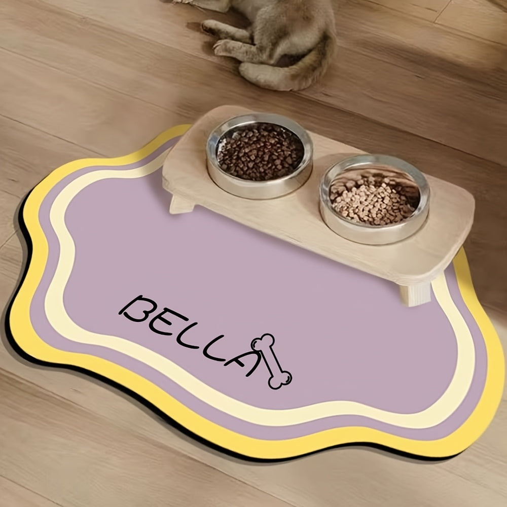 Tapis de repas personnalisé pour animaux, absorbant, antidérapant, séchage rapide, style nordique, caoutchouc durable, idéal intérieur pour chats et chiens.