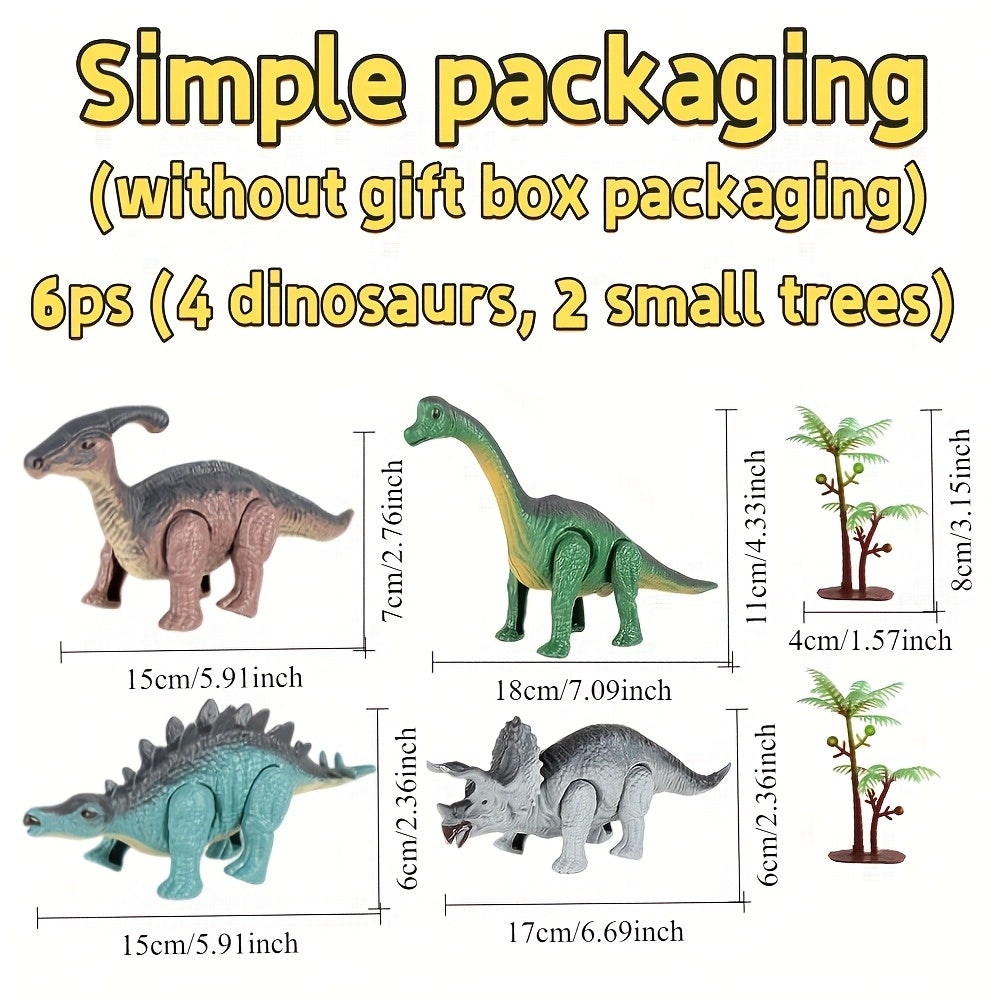 4-in-1 Walking Mechanism &amp; 2-in-1 Tree Combo - Realistic Walking Dinosaurs with Moving Jaws, Expressive Eyes &amp; Mouths, Durable Plastic Construction