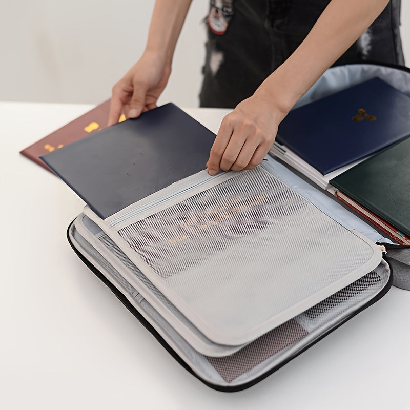 1pc Large Capacity Locking Document Bag, 3-Layer Document Storage Box with Zipper, Document Storage Security Bag, Portable Travel Household Paper, Documents, Certificates, Suitable for Home School Office