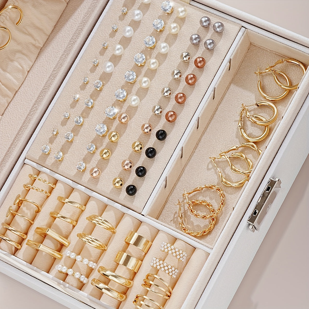 Set de 108 boucles d’oreilles féminines en alliage de zinc avec strass, style élégant et décontracté, idéal cadeau sans boîte.