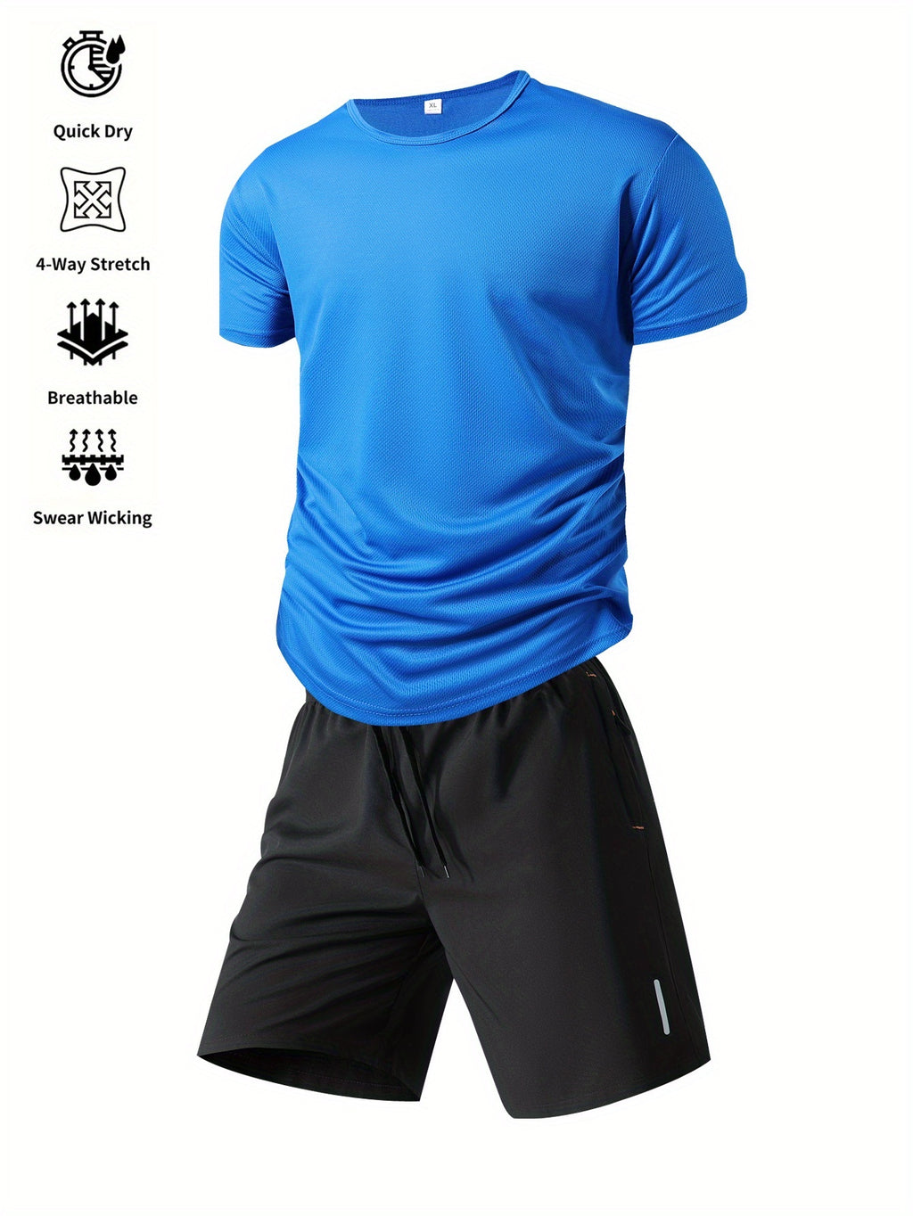 Ensemble sportif homme été, deux pièces, léger et respirant, parfait pour fitness, course, entraînement et loisirs actifs.