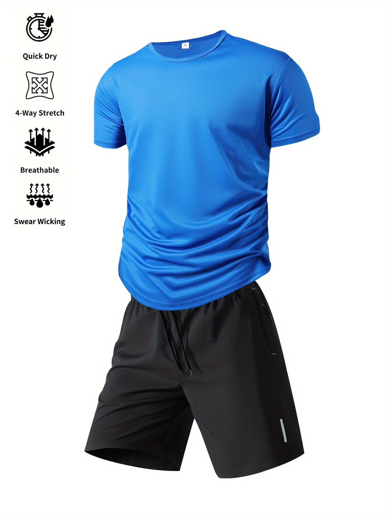 Ensemble sportif homme été, deux pièces, léger et respirant, parfait pour fitness, course, entraînement et loisirs actifs.