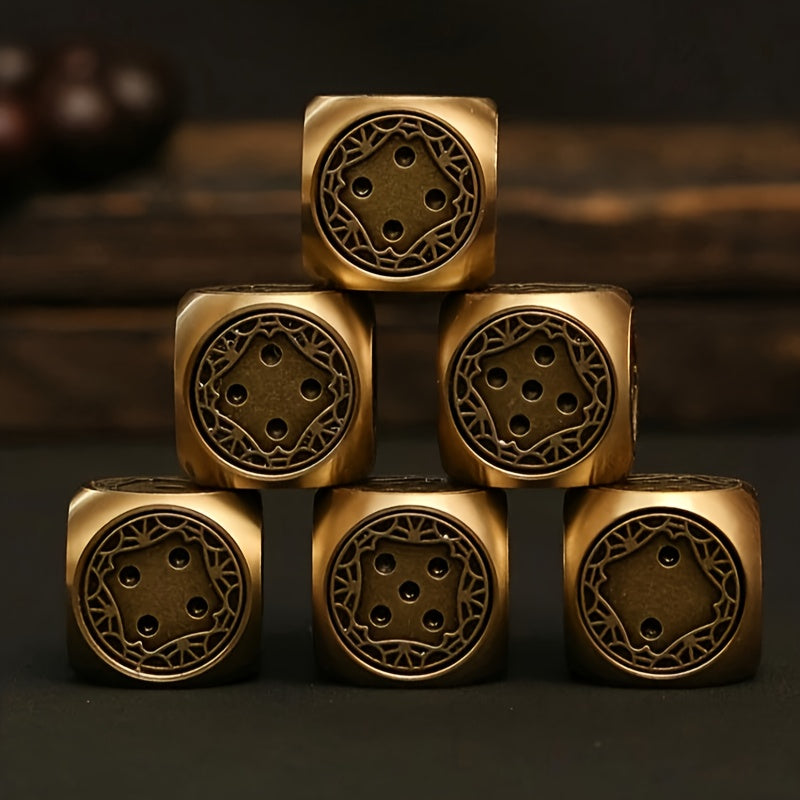زينة زخرفية على شكل نرد نحاسي، مصقولة بدقة لطاولة غرفة المعيشة | ديكور مكتب، عمل فني مصنوع من النحاس، مناسب لألعاب البوكر، مثالي لحفلات الهالوين/الكريسماس/عيد الشكر للكبار