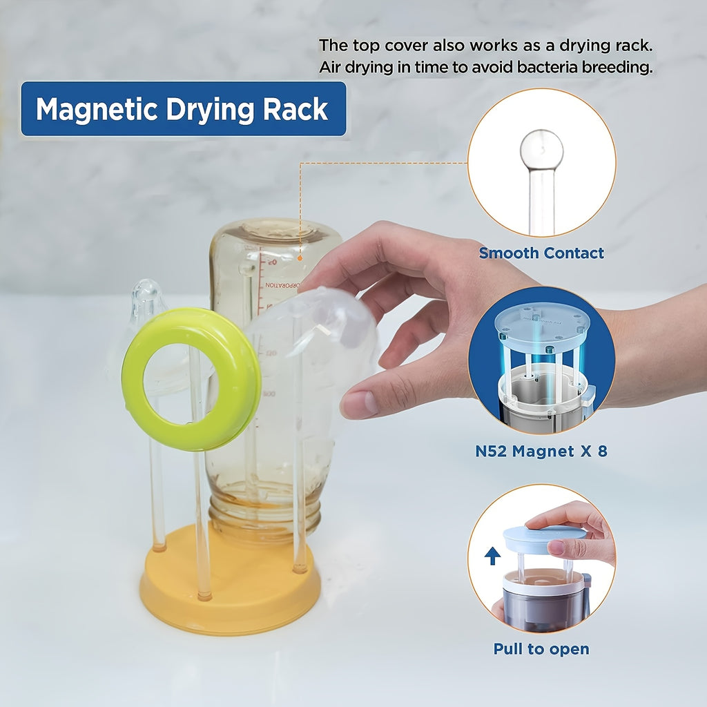 Set brosse à bouteilles portable Kiuimi, brosses en silicone, support de séchage, accessoires, poignée plastique, pratique pour voyage.