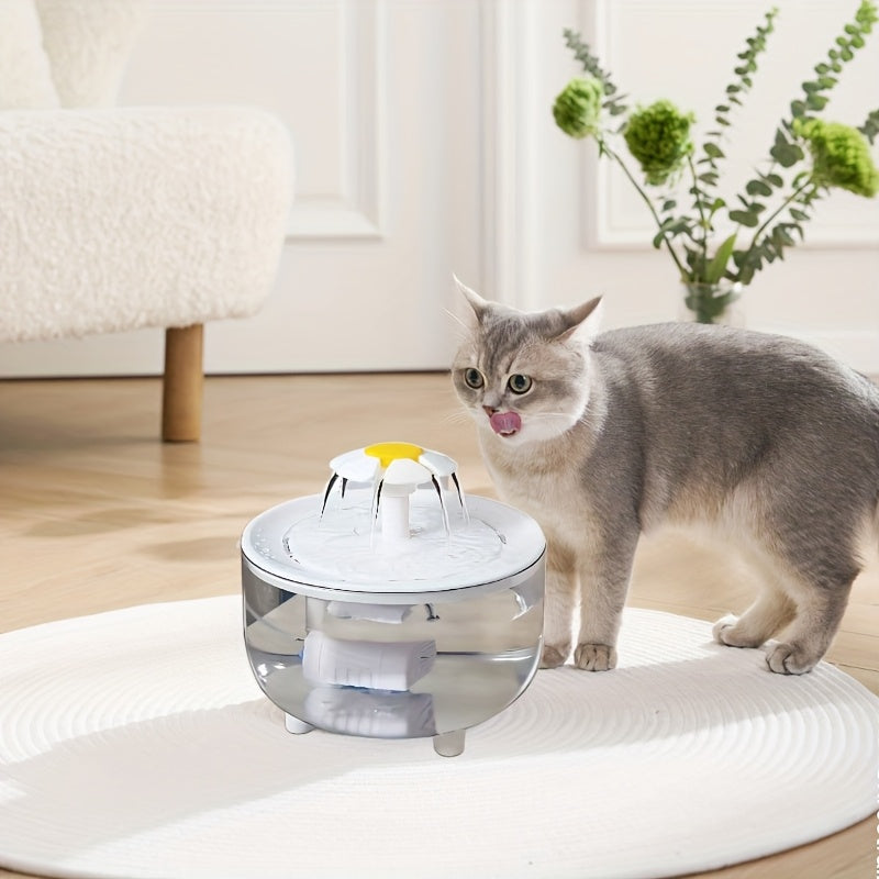 Distributeur d'eau pour animaux en forme de fleur. Fontaine automatique pour chats et chiens, design floral, grande capacité, idéale pour l'hydratation continue.