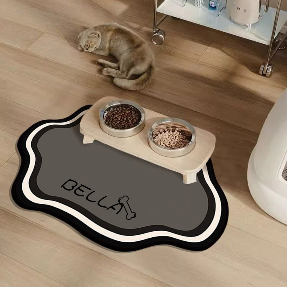 Tapis de repas personnalisé pour animaux, absorbant, antidérapant, séchage rapide, style nordique, caoutchouc durable, idéal intérieur pour chats et chiens.