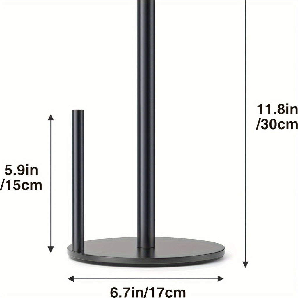 Distributeur essuie-tout en acier inoxydable premium, argenté, base lestée, pratique pour cuisine et rangement organisé.