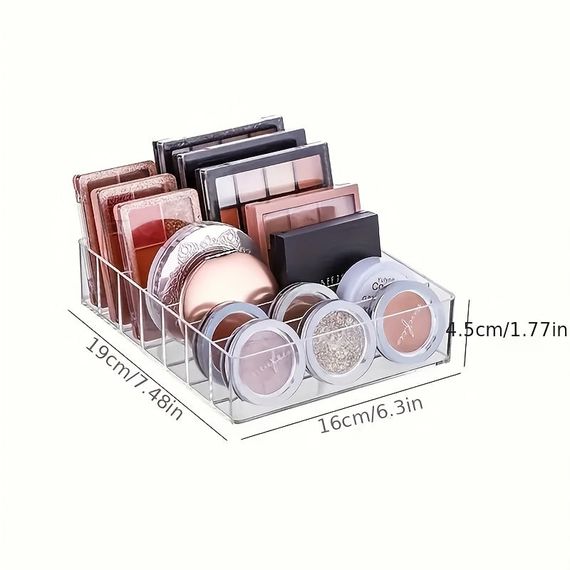 7-Compartment Clear Plastic Makeup Organizer - Lipstick & Eyeshadow Holder, Cosmetic Storage Tray for Bathroom Essentials