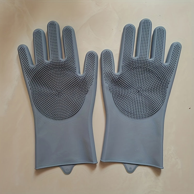 Gants 2-en-1 : double usage pour vaisselle et nettoyage, surface texturée, légers et durables. Conviennent cuisine, salle de bain et bain des animaux.