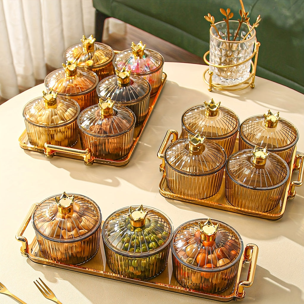 Boîte à bonbons de luxe légère et scellée Rangement élégant pour bonbons, matériau durable, avec plateau, disponible en 3, 4 ou 6 compartiments, parfait pour la maison.