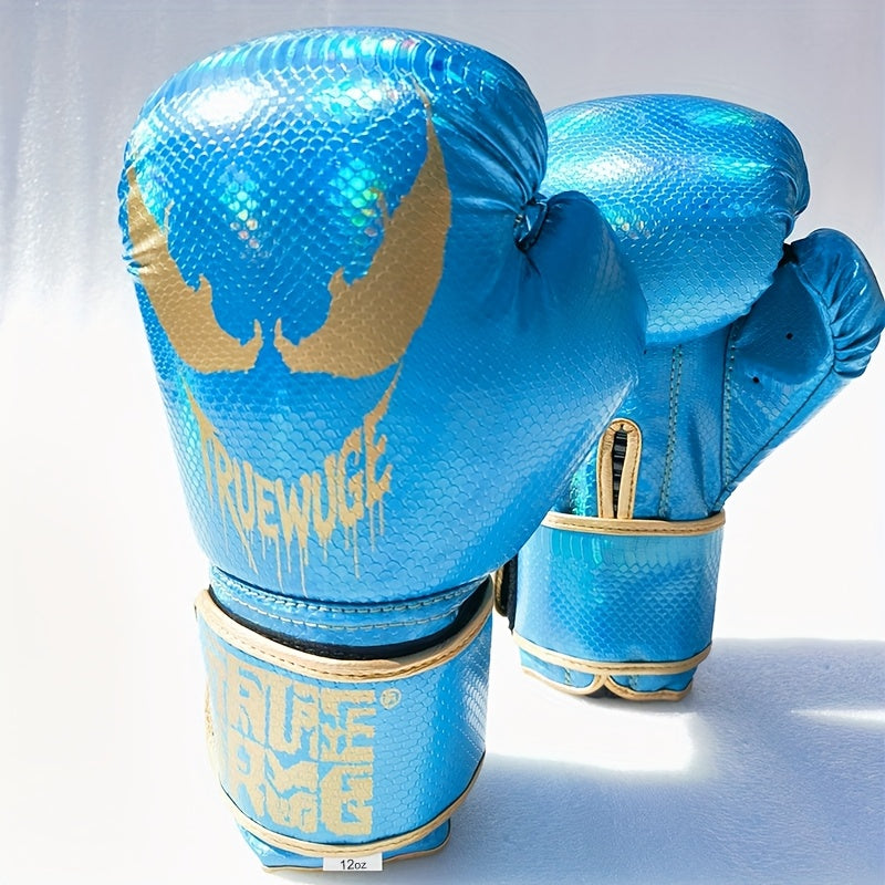 Paire de gants de boxe professionnels en PU ajustables, durables, conçus pour l’entraînement fitness et la pratique de sports de combat à domicile.