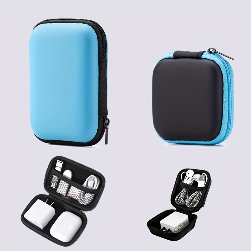 2pcs Multi-Color Zippered Pouches with Organizer Trays - Lightweight, Portable Case for Earphones, Chargers, Data Cables, Keys, Coins &amp; Jewelry - Durable EVA Material, Accessory Storage|Zippered Pouches|Zippered Organizer, Ca